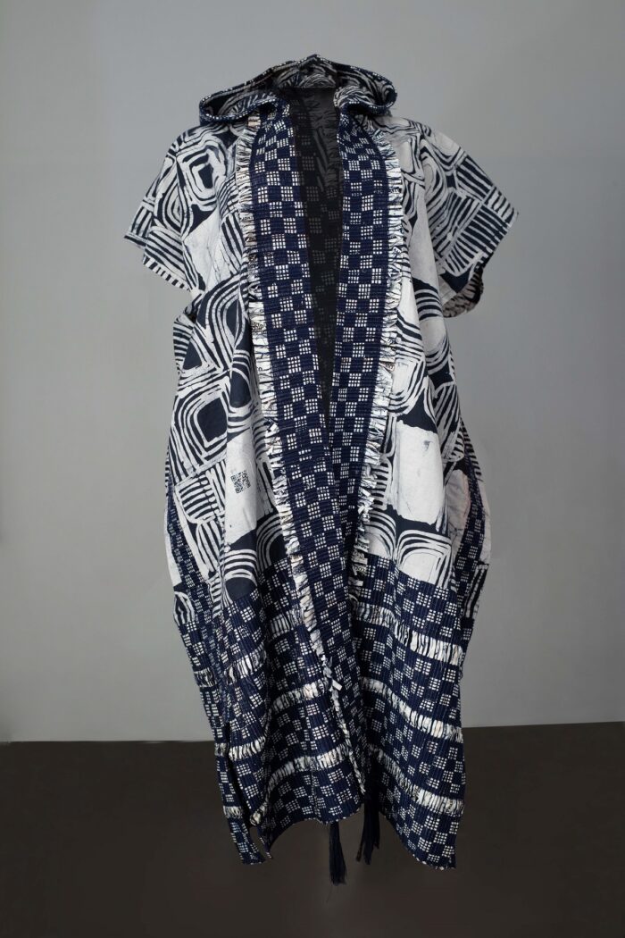 Kimono Embellished with Navy Blue Mix Diakwu Strip - Image 5
