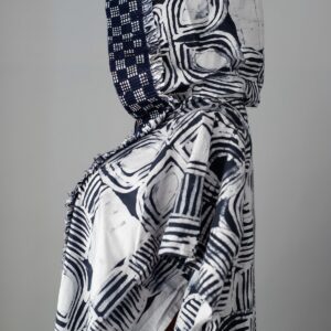 Kimono Embellished with Navy Blue Mix Diakwu Strip