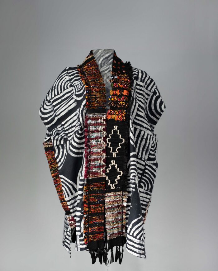 Kimono Embellished with Black Mix Diakwu Strip