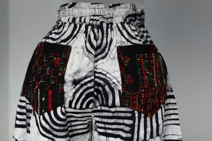 Wide Leg Pants Embellished with Black Mix Diakwu Strip - Image 3
