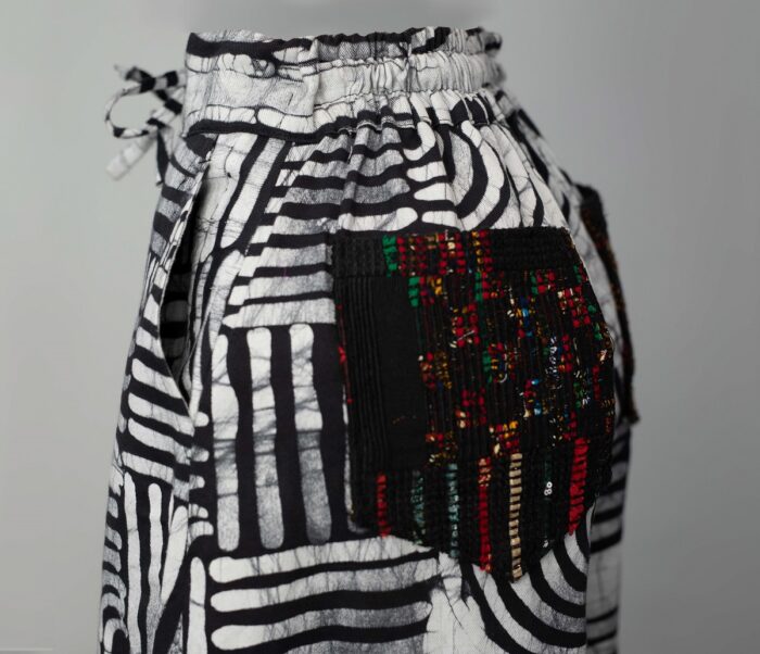 Wide Leg Pants Embellished with Black Mix Diakwu Strip - Image 4