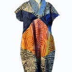 White & Black and Multi-color Kaftan