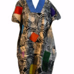 Multi Colored White & Black Heritage Code Kaftan